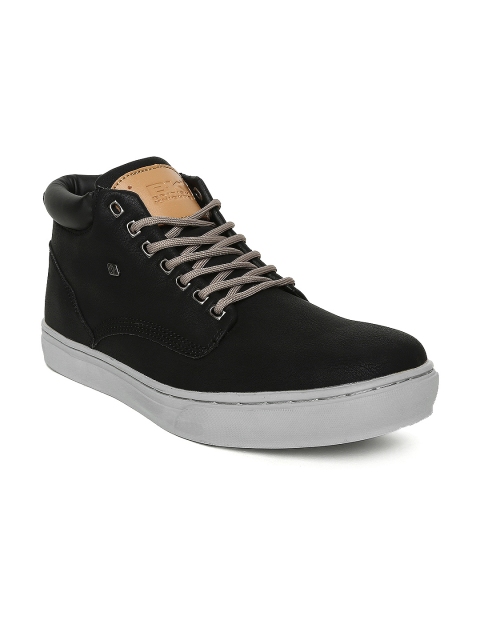 

BRITISH KNIGHTS Men Black Solid Synthetic Leather High-Top Sneakers