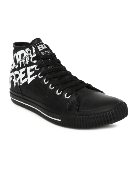 

BRITISH KNIGHTS Men Black Printed Synthetic Leather High-Top Sneakers