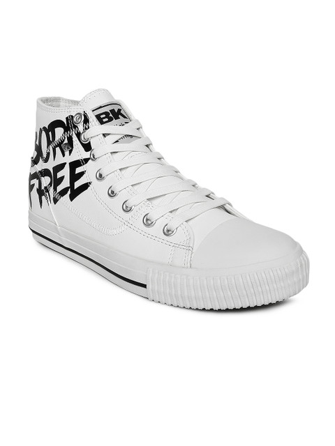 

BRITISH KNIGHTS Men White Printed Synthetic Leather High-Top Sneakers