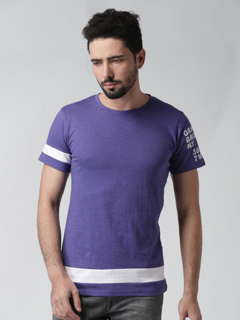 

Blue Saint Men Purple Solid Round Neck Slim Fit T-shirt