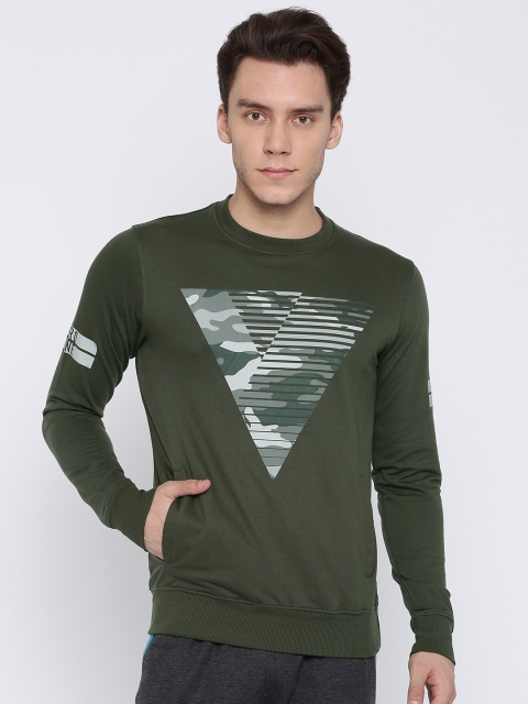 

Proline Active Men Olive Green Printed Sweatshirt
