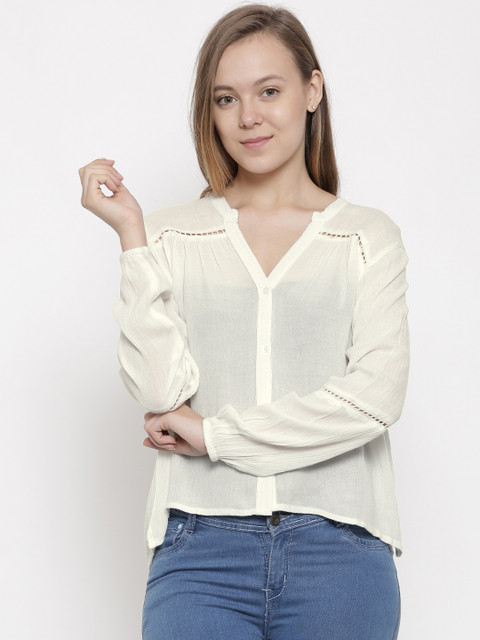 

pink woman Off-White Solid Shirt Style Top