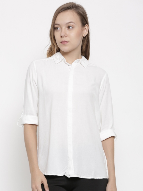 

pink woman Women Off-White Regular Fit Solid Casual Shirt