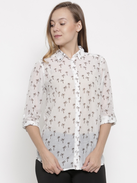 

pink woman Women Off-White Regular Fit Printed Casual Shirt