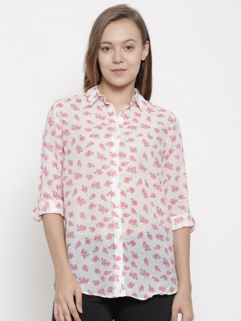 

pink woman Women Off-White & Pink Regular Fit Printed Casual Shirt