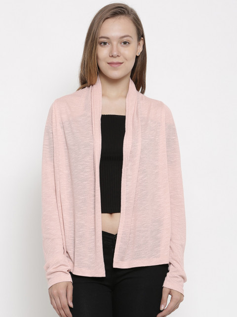 

pink woman Pink Solid Open Front Shrug