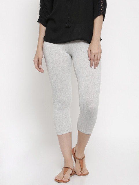 

pink woman Grey Melange Solid 3/4th Leggings