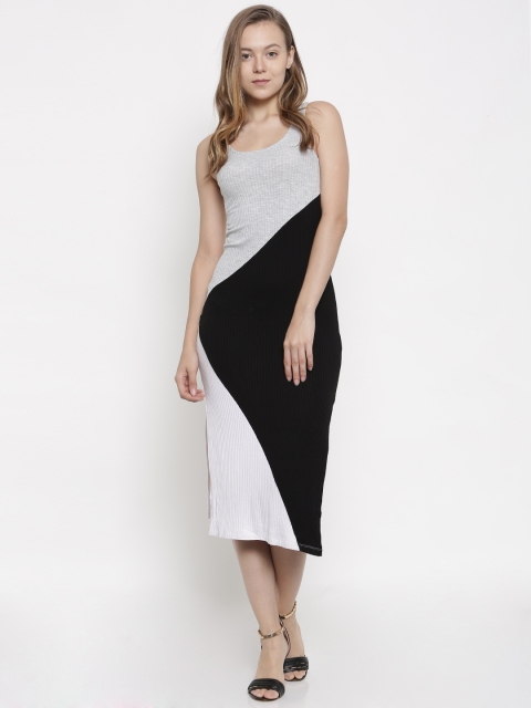 

pink woman Black & White Colourblocked Sheath Dress