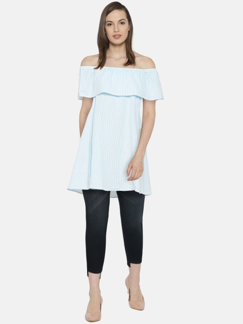 

pink woman Blue & White Striped A-Line Dress