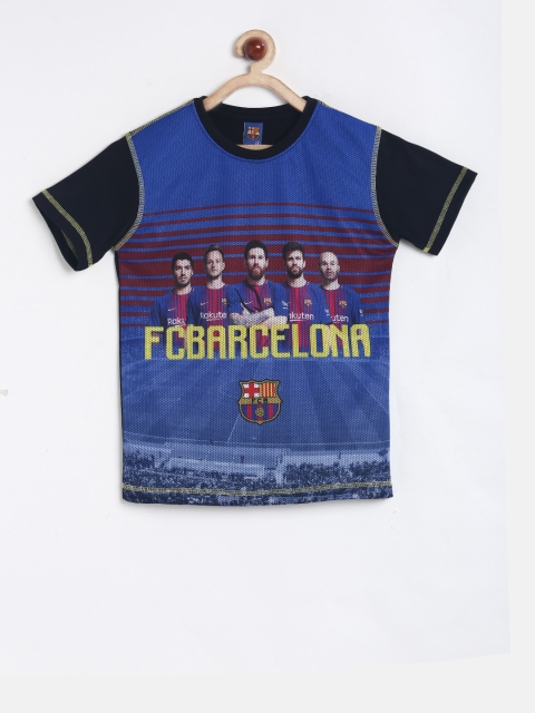 

Barcelona Boys Black Printed Round Neck T-shirt