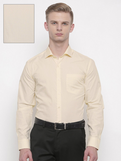 

Urbana Men Yellow Tailored Fit Self Design Formal Shirt