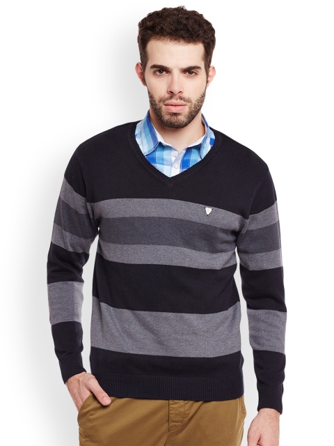 

Duke Men Black & Grey Striped Pullover