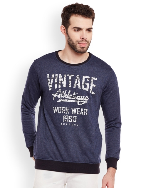 

Duke Men Navy Blue Printed Sweatshirt