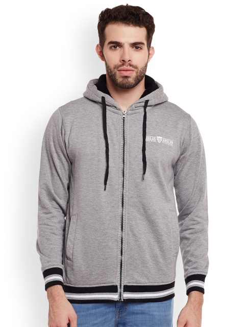 

Duke Men Grey Solid Hooded Sweatshirt