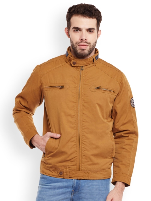 

Duke Men Tan Brown Solid Biker Jacket