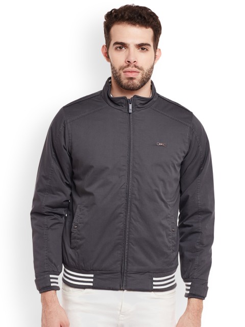 

Duke Men Grey Solid Padded Jacket