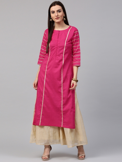 

Nayo Women Pink Solid Straight Kurta