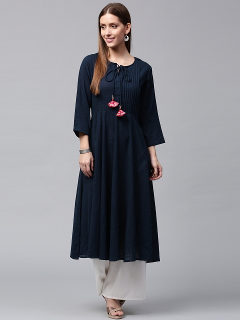 

Nayo Women Navy Solid Anarkali Kurta, Navy blue