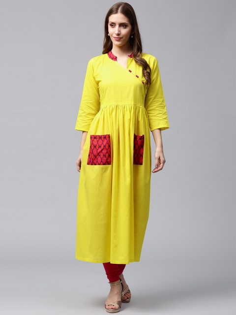 

Nayo Women Yellow Solid A-Line Kurta