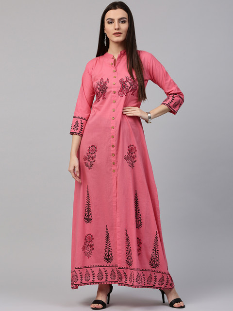 

Nayo Women Pink Printed A-Line Kurta