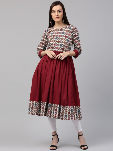 

Nayo Women Maroon Printed Anarkali Kurta