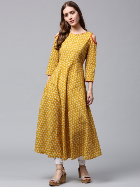 

Nayo Women Mustard Yellow Printed Anarkali Kurta