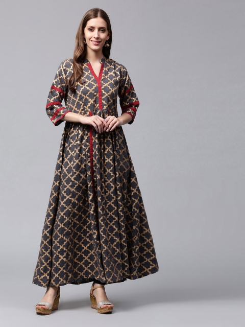 

Nayo Women Grey & Golden Printed Anarkali Kurta