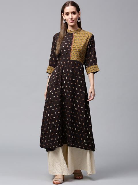 

Nayo Women Coffee Brown Printed A-Line Kurta