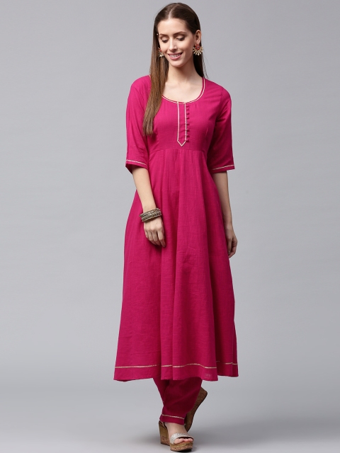 

Nayo Women Pink Solid Anarkali Kurta with Trousers