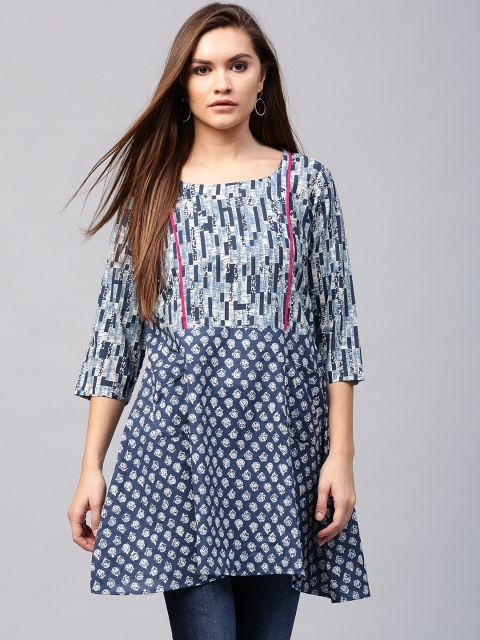 

Nayo Blue & Off-White Printed Tunic