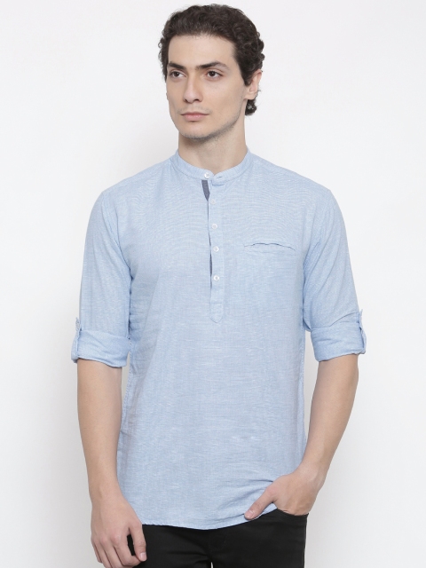 

British Club Men Blue & White Striped Straight Kurta