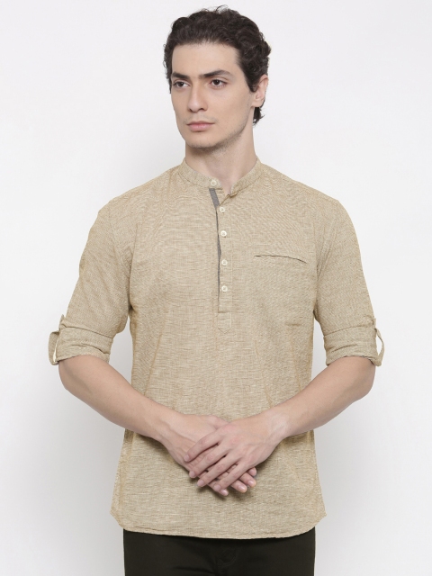 

British Club Men Brown & Off-White Striped Straight Kurta