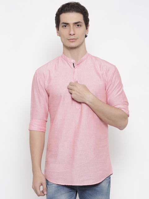 

British Club Men Pink Solid Straight Kurta