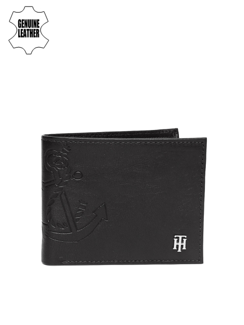 

Tommy Hilfiger Men Black Textured Two Fold Leather Wallet