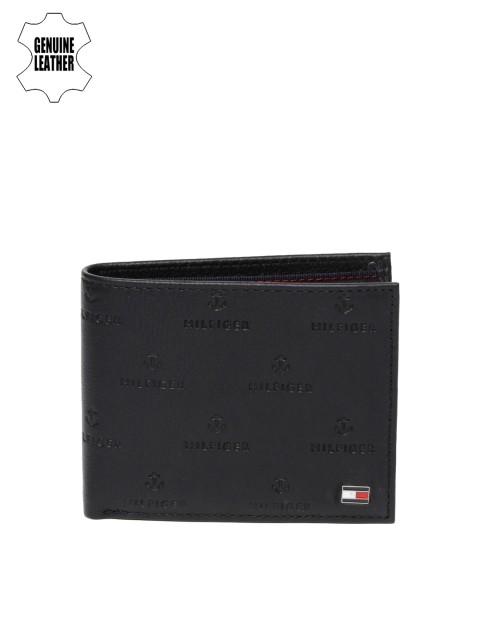 

Tommy Hilfiger Men Black Self Design Two Fold Leather Wallet