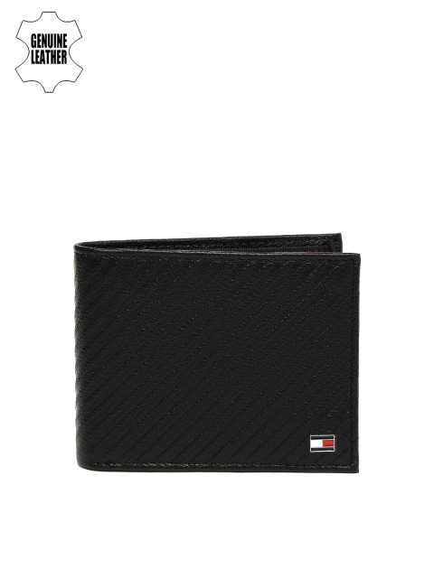 

Tommy Hilfiger Men Black Textured Genuine Leather Two Fold Wallet