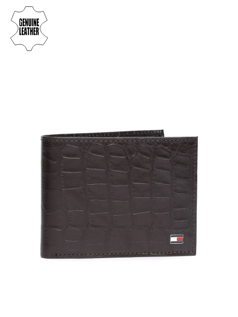 

Tommy Hilfiger Men Brown Textured Genuine Leather Two Fold Wallet