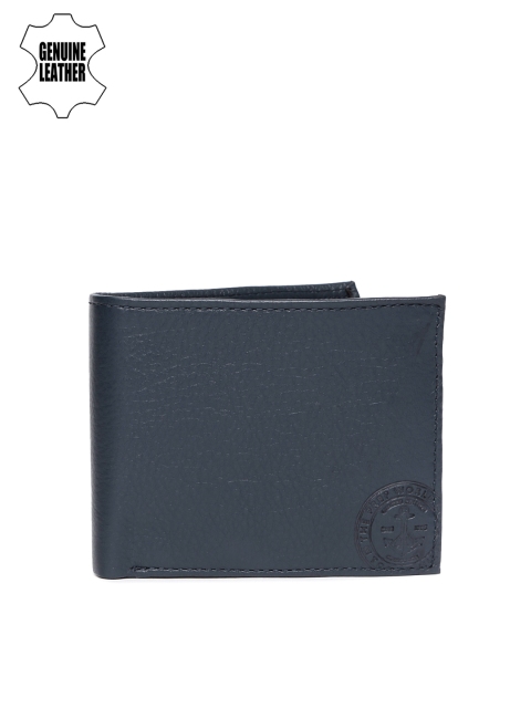 

Tommy Hilfiger Men Navy Blue Solid Two Fold Leather Wallet