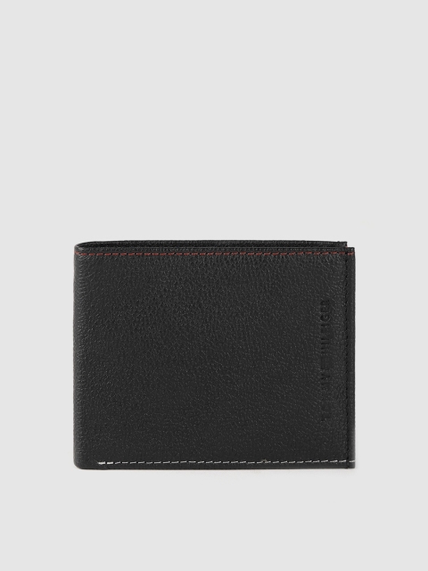 

Tommy Hilfiger Men Black Solid Leather Two Fold Wallet with Non-Detachable Flap