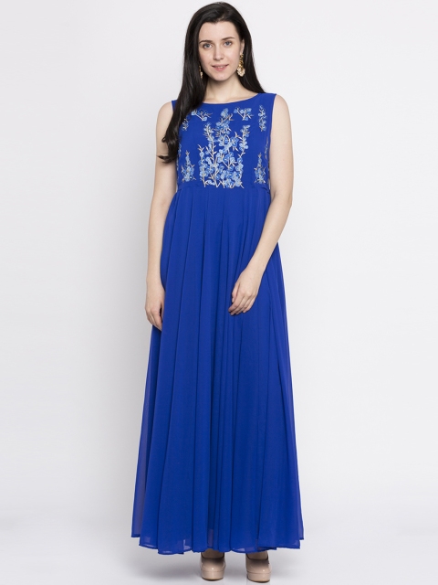 

Rangriti Women Blue Printed Maxi Dress