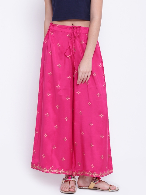 

Rangriti Women Pink Flared Printed Palazzos
