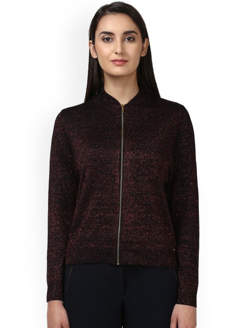 

Park Avenue Women Maroon Self Design Cardigan