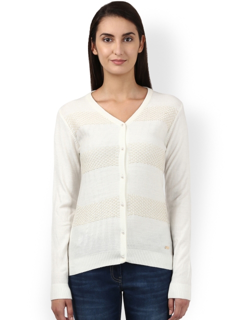 

Park Avenue Women White Striped Cardigan