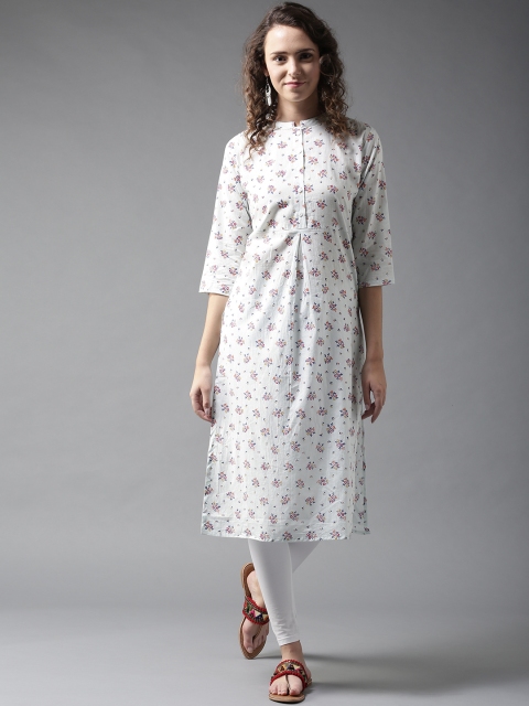 

HERE&NOW Women Off-White Printed Straight Kurta