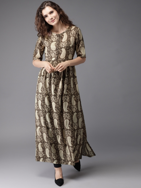 

Moda Rapido Women Brown & Beige Printed A-Line Kurta