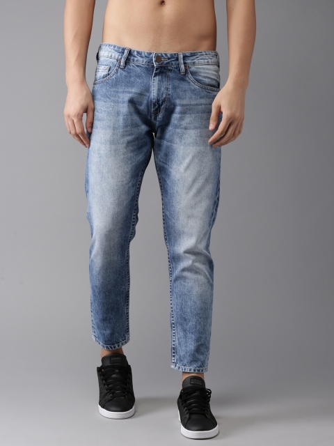 

HERE&NOW Men Blue Slim Fit Cropped Mid-Rise Clean Look Jeans