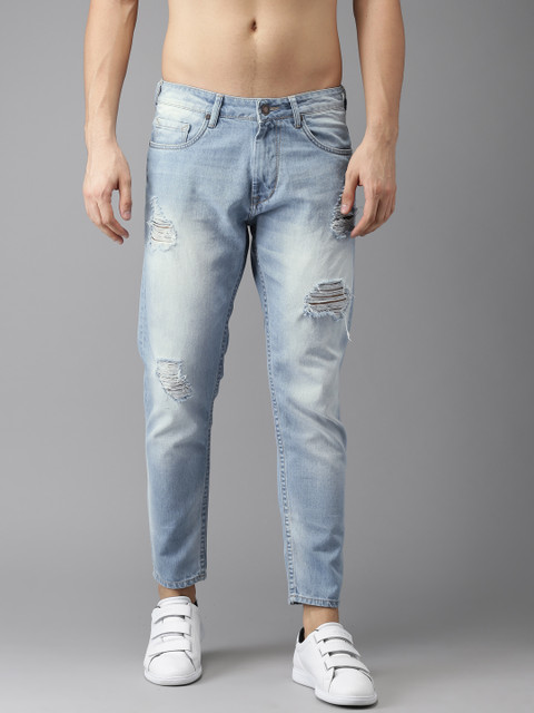 

Moda Rapido Men Blue Slim Fit Cropped Mid-Rise Mildly Distressed Jeans