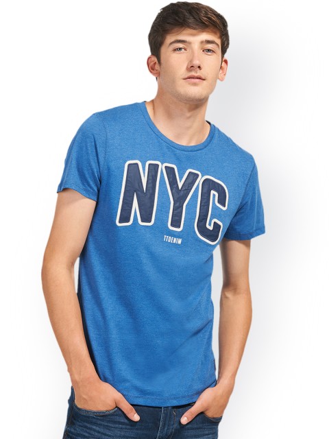 

Tom Tailor Men Blue Printed Round Neck T-shirt
