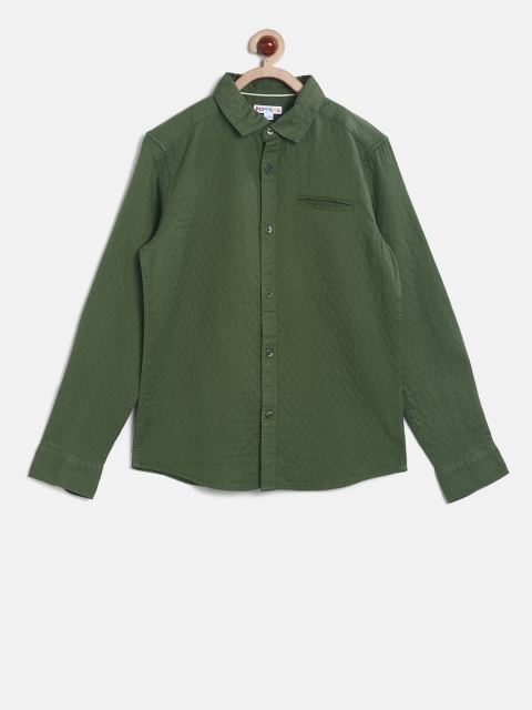 

POPPERS by Pantaloons Boys Olive Green Solid Casual Shirt