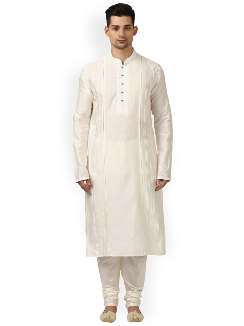 

ethnix by Raymond Men White Self-Design Kurta with Pyjamas